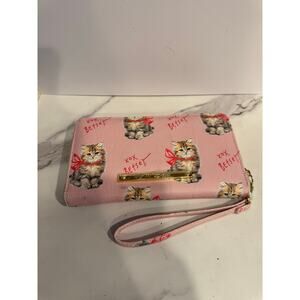 ​Betsey Johnson XOX Betsey Pink Kitten Zip-Around Wallet